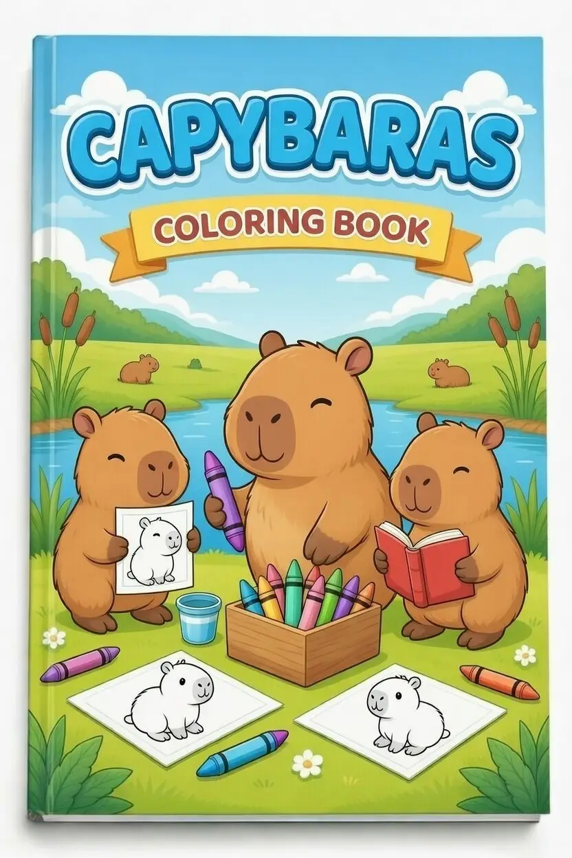215aa69e-d7de-4a2c-aff5-74d952118f0c Capybaras - Coloring Book - Image 1