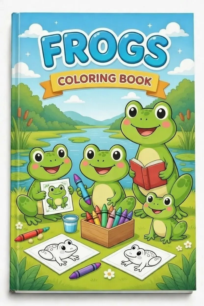 image (2) Frogs - Coloring Book - Image 1